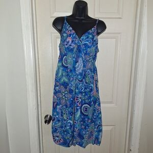 Blue Floral Sleeveless Dress